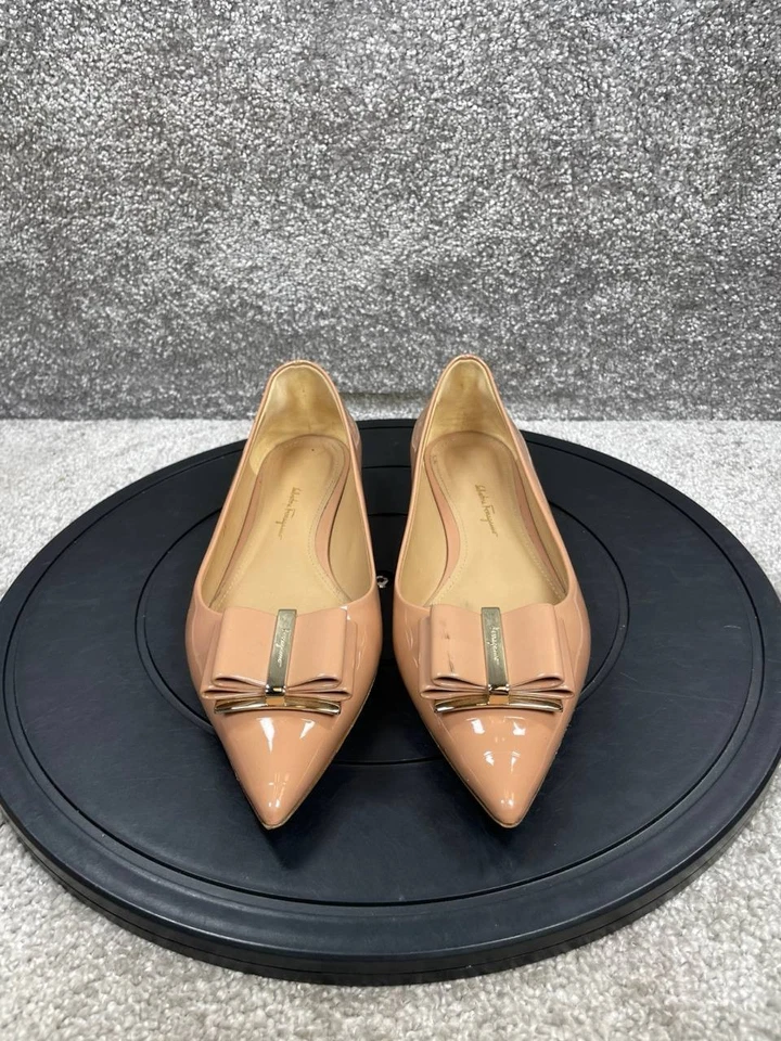 Salvatore Ferragamo Plano Mujer Talla 10 B Zeri Ballet Desnudo Charol Sin Cordones Foto 4 de 4