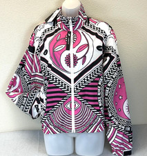 Nike Graphic Windbreaker Jacket Womens Medium Pink Zip Loose Fit CJ3881-623