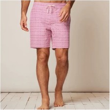 Johnnie-O Mens Pink Kitts Medallion Print Swim Trunk Board Short XL 1/2 elastic
