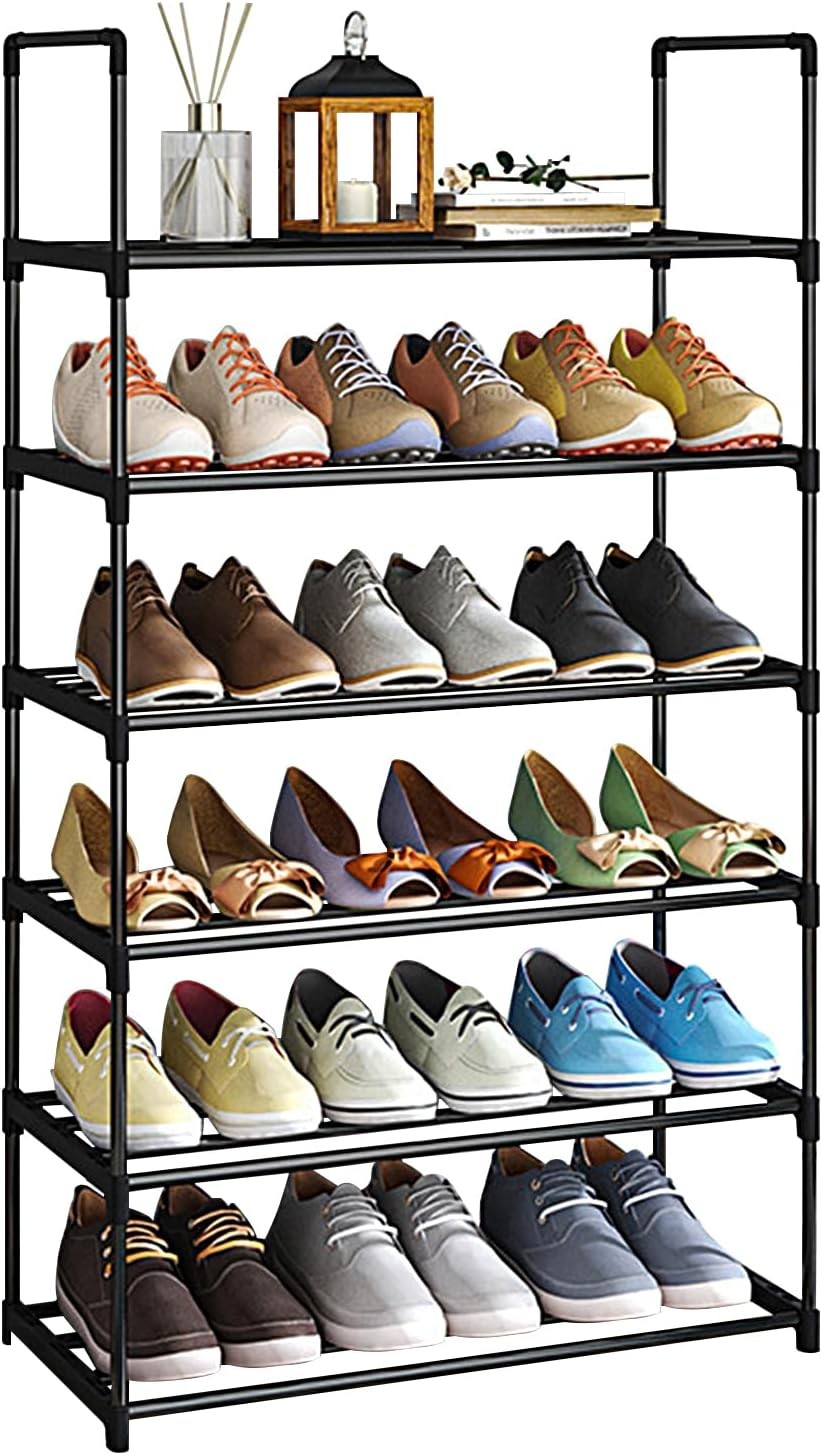 6 Tier Shoe Rack, Metal Shoe Organiser, Slim Shoe Racks Storage, Narrow Shoes R