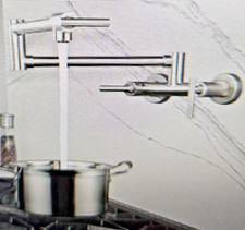 Wall Pot Filler Kitchen Faucet Hot  Cold Double Swing Arm 2 Handles Chrome NEW