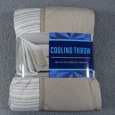Cooling Throw Blanket 60"x70" Tan Diamond Quilted Reversible Machine Wash NEW