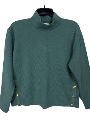 J.Crew Factory Sweatshirt Women's Sage Green S Herringbone Pullover Sweater NWT