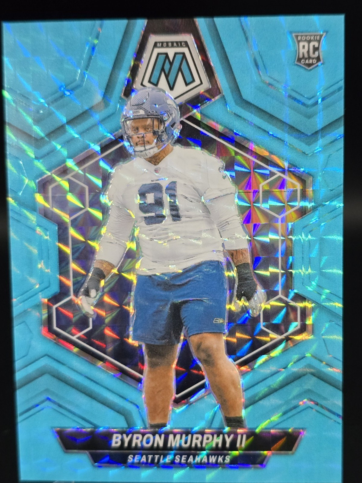 2024 Mosaic Byron Murphy II #316 Blue Reactive Prizm Serial #'d 11/15 Seahawks