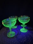 Uranium GREEN DEPRESSION Gold Rim Champagne Coupe Glasses Anchor Hocking Set/4