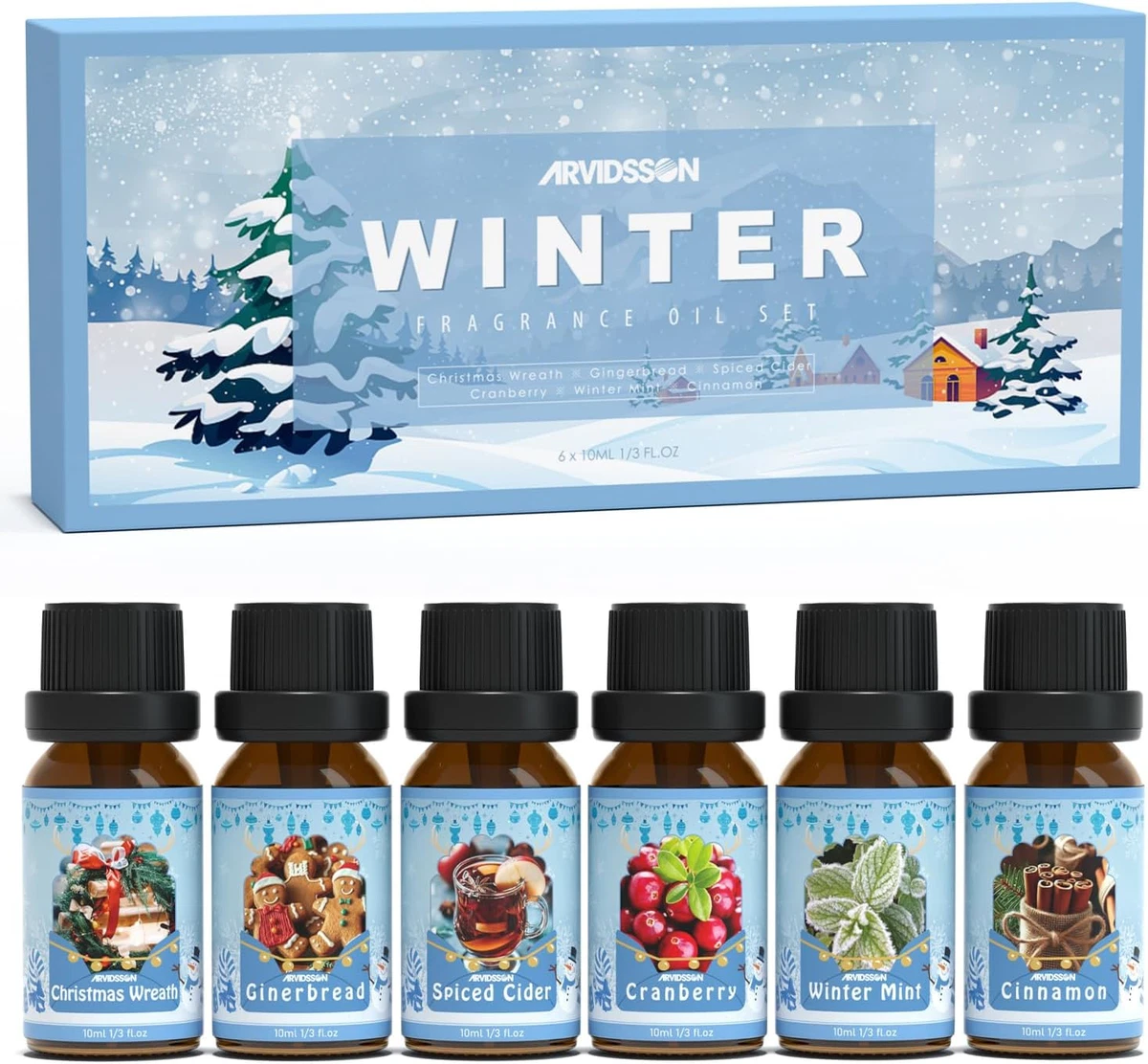 ARVIDSSON Winter Essential Oils Set, Holiday Fragrance Oil Gift Set for Diffuser