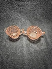 Pink Depression Glass Creamer & Sugar Set Cube Block Pattern Vintage 1930s