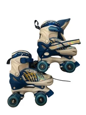 Adjustable Light Up Wheeled Roller Skates for Girls BLUE Snow Free Ship