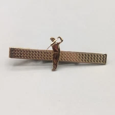 Vintage Stratton Tie Clip Gold Tone Golfer Golfing England