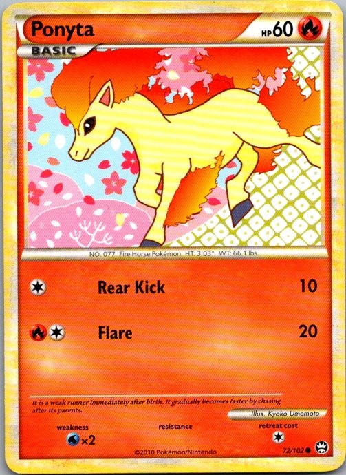 Ponyta 72/102 Common HGSS Triumphant Pokemon Lightly Played