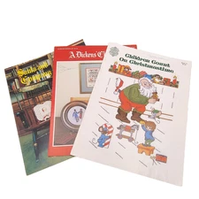 Cross Stitch Pattern Book & Leaflet Lot of 3 Vintage Christmas Designs 1980s