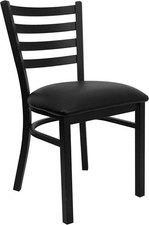 Flash Furniture HERCULES Series Black Ladder Back Metal Restaurant Chair - Black
