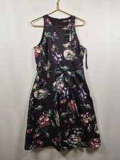 Lauren Ralph Lauren Floral Dress Size 10 NWT Black Multi A-Line Sleeveless $285