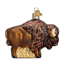 Old World Christmas American Bison Buffalo Glass Ornament 12131 New FREE BOX