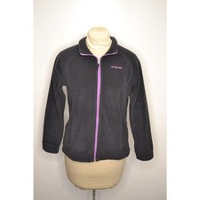 Columbia Girl's XL 14-16 Black Purple Full Front Zip Fleece Jacket