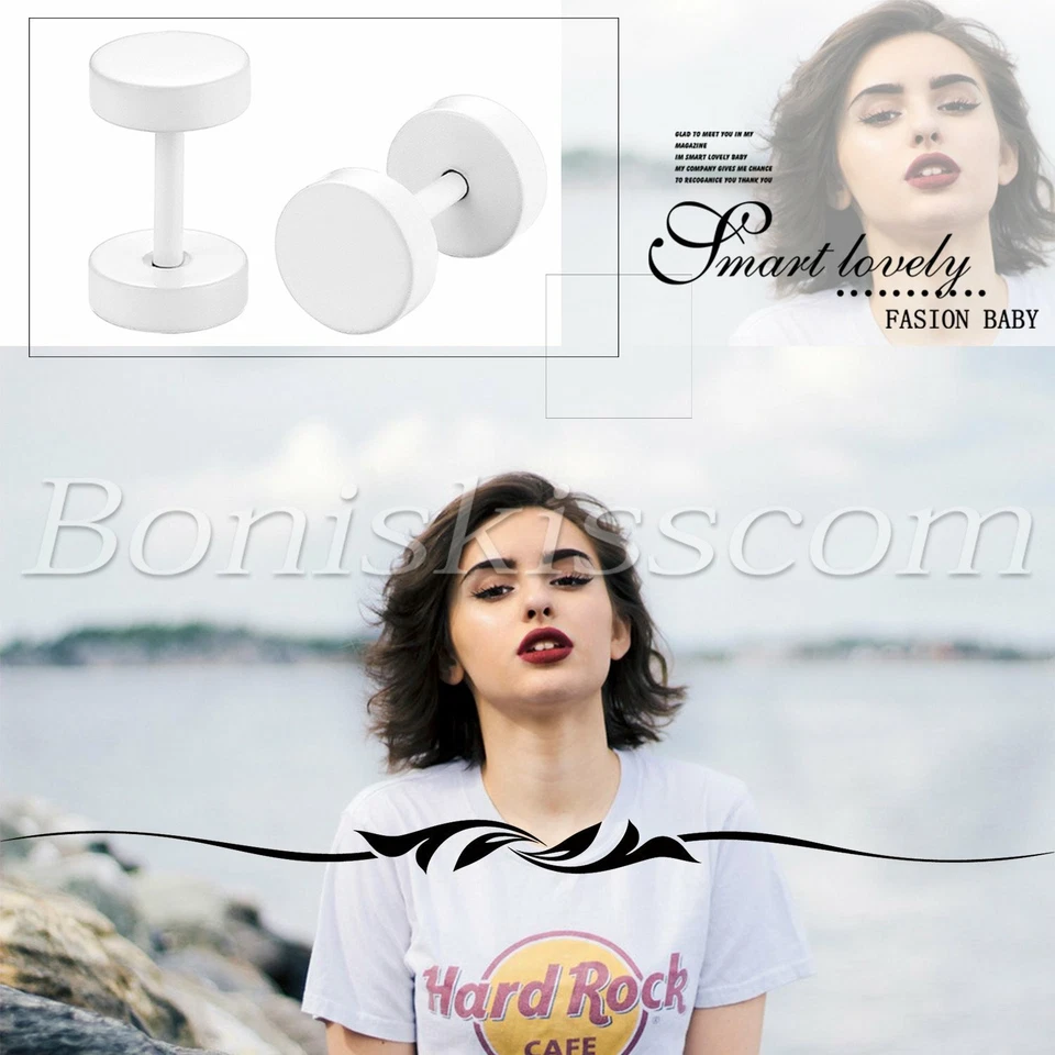 Серьги-гвоздики со штангой 6/8/10/12 мм мужские женские белые нержавеющая сталь 8 шт. - Изображение 3 из 4