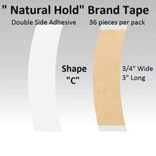 Natural Hold Tape by Walker Tape Co. Shape C Double side Adhesive 1-pk = 36 pcs