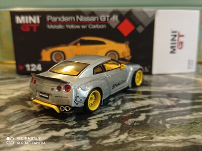 minigt Pandem Nissan GT-R イエロー MINI GT 125 Nissan GT-R R35 GT Wing Cosmopolitan Yellow LHD