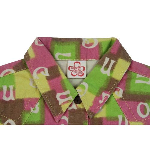 Cocolulu Button Up Geometric Logo Print Cotton Tunic Brown Pink M - Picture 3 of 7