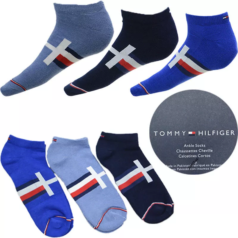 TOMMY HILFIGER Mens Ankle Socks Cotton Soft Low Cut Trainer Socks