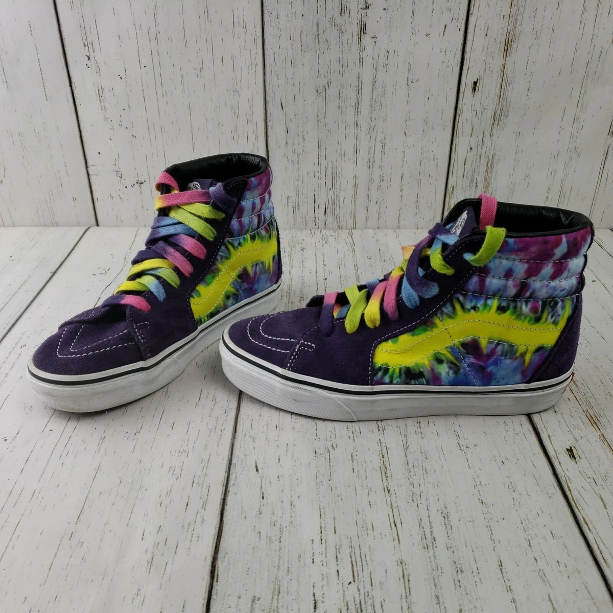 Vans SK8 HI Mysterioso Tie Dye Sneakers Purple Yellow Rainbow Women SZ 7 Men 5.5
