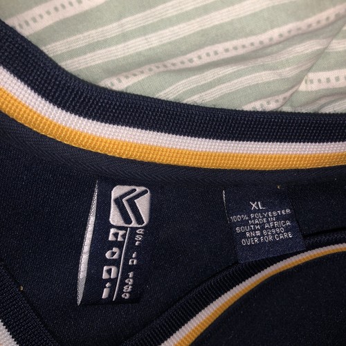 Camiseta deportiva de fútbol americano Karl Kani 23 vintage azul/amarillo para hombre XL hip hop - Imagen 5 de 20
