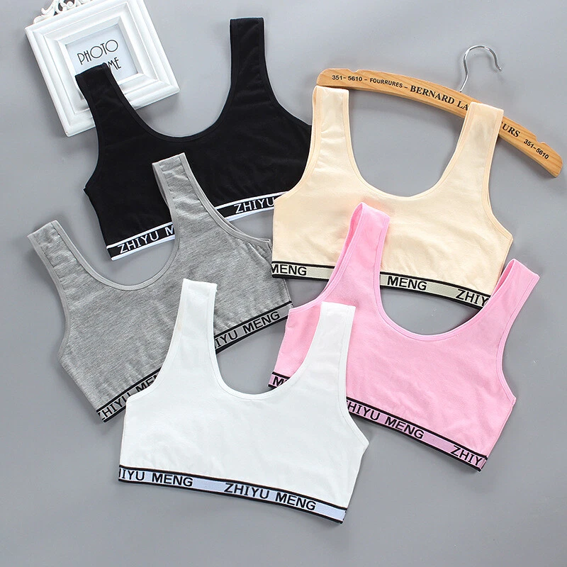 3 Pack Cotton Girls Bra Kids Underwear Sports Training Bra Crop Tops 8-14  Years