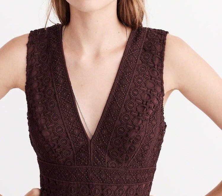 NWT Abercrombie & Fitch Womens V-neckline Lace Skater Dress Burgundy $78  Size 8 | eBay