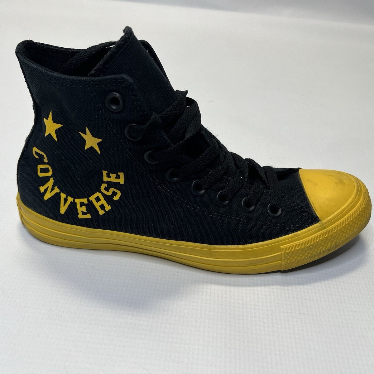 Converse Smiley Face Hi Top Shoes Black Yellow 168117F