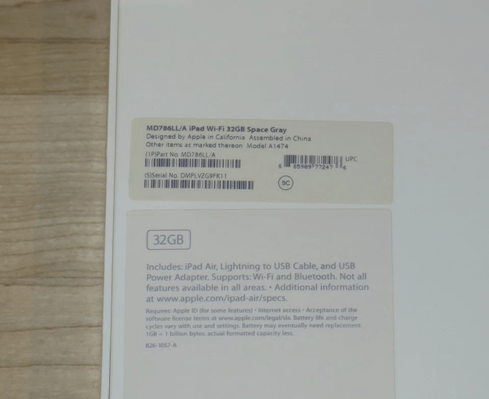 Apple iPad Air 1st Gen WiFi 32gb A1474 MD786LL/A Space Gray 9.7" Display SEALED - Image 3 of 3