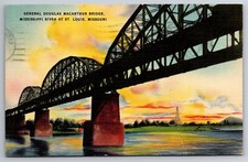 Postcard St. Louis Missouri General Douglas MacArthur Bridge c1940s