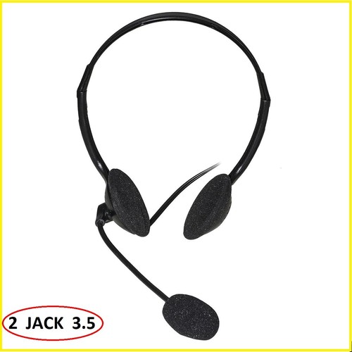 Cuffie con Microfono per pc con filo e cavo stereo jack 3.5 cuffiette  auricolari | eBay