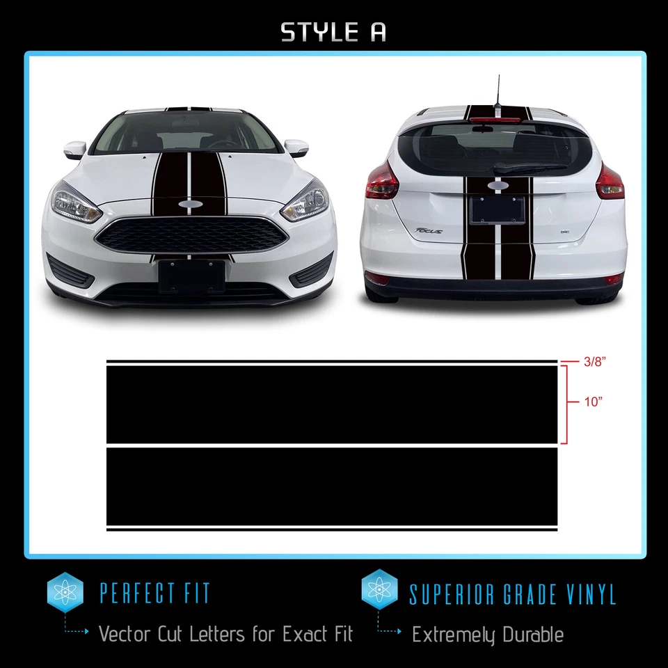 Calcomanía gráfica de rayas de carreras de rally de carrocería completa para Ford Focus 2011+ - vinilo mate Foto 2 de 4