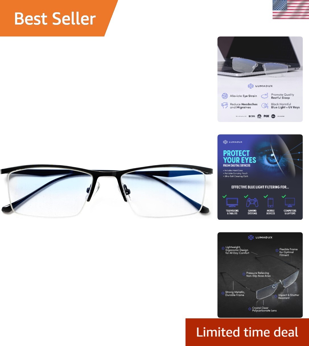Blue Light Blocking Glasses for Men to Reduce Eye Strain and Headaches-image