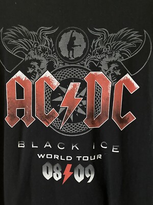 AC/DC: VINTAGE “BLACK ICE” WORLD TOUR T-SHIRT (2008-09). Preowned