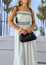 ZARA NEW WOMAN TASSELS MIDI DRESS WITH STRETCH TOP LIGHT BEIGE sz S