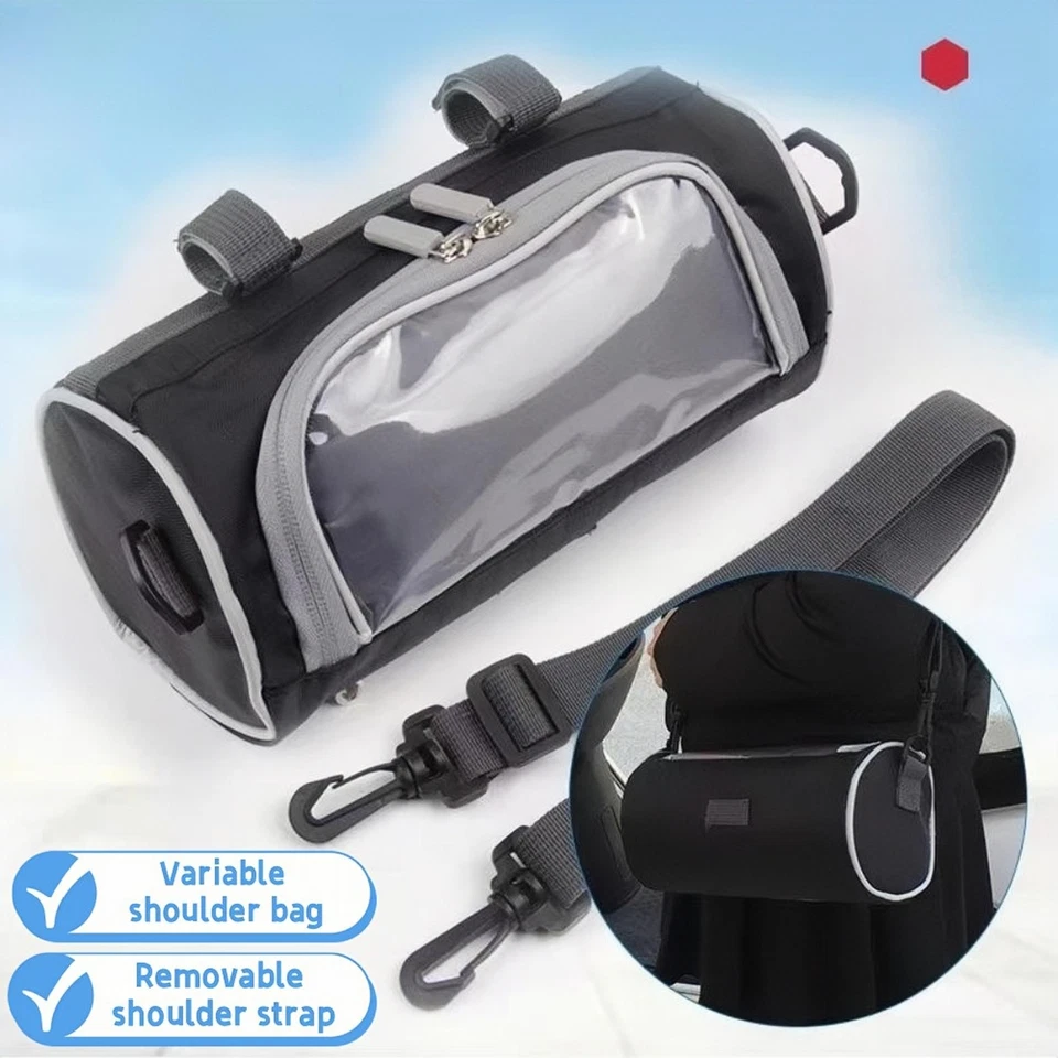 Waterproof Motorcycle Bag Tool Luggage Storage Front Fork Handlebar PU Leather - Image 2 of 4