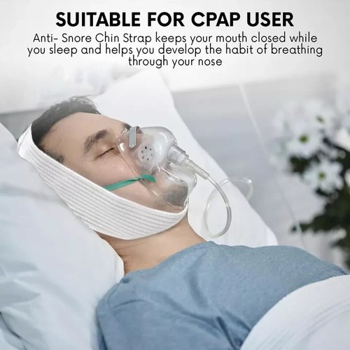 Super Deluxe White Chin Strap for Cpap Users - Anti Dry Mouth- Anti Snore Chi.. - Picture 3 of 7