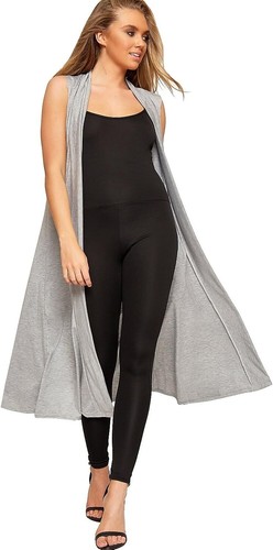 Women's Sleeveless Maxi Long Length Boyfriend Cardigan Collar Long Floaty Duster - Picture 30 of 36