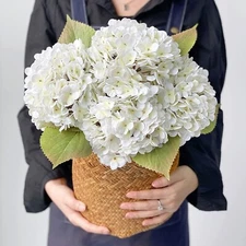 3pcs 25in Artificial Realistic Hydrangea Flowers 3D Real Touch 25in Extra Long