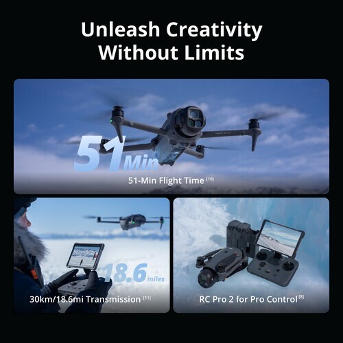 DJI Mavic 4 Pro Drone 4K60 HDR 48MP Up to 70° with RC 2
