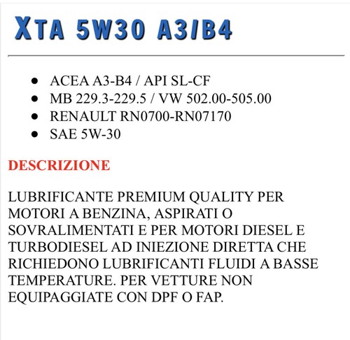 Bardhal Bardahl XTA POLARPLUS 5W30 ACEA A3-B4 MPLUS 5 Litri olio motore per auto - Foto 9 di 10