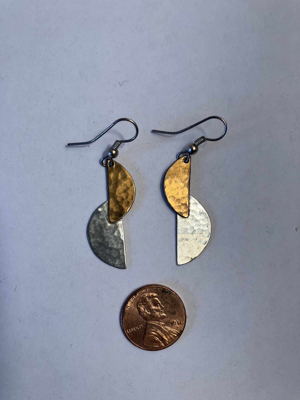 copper silver dangle earrings artisan - image 2