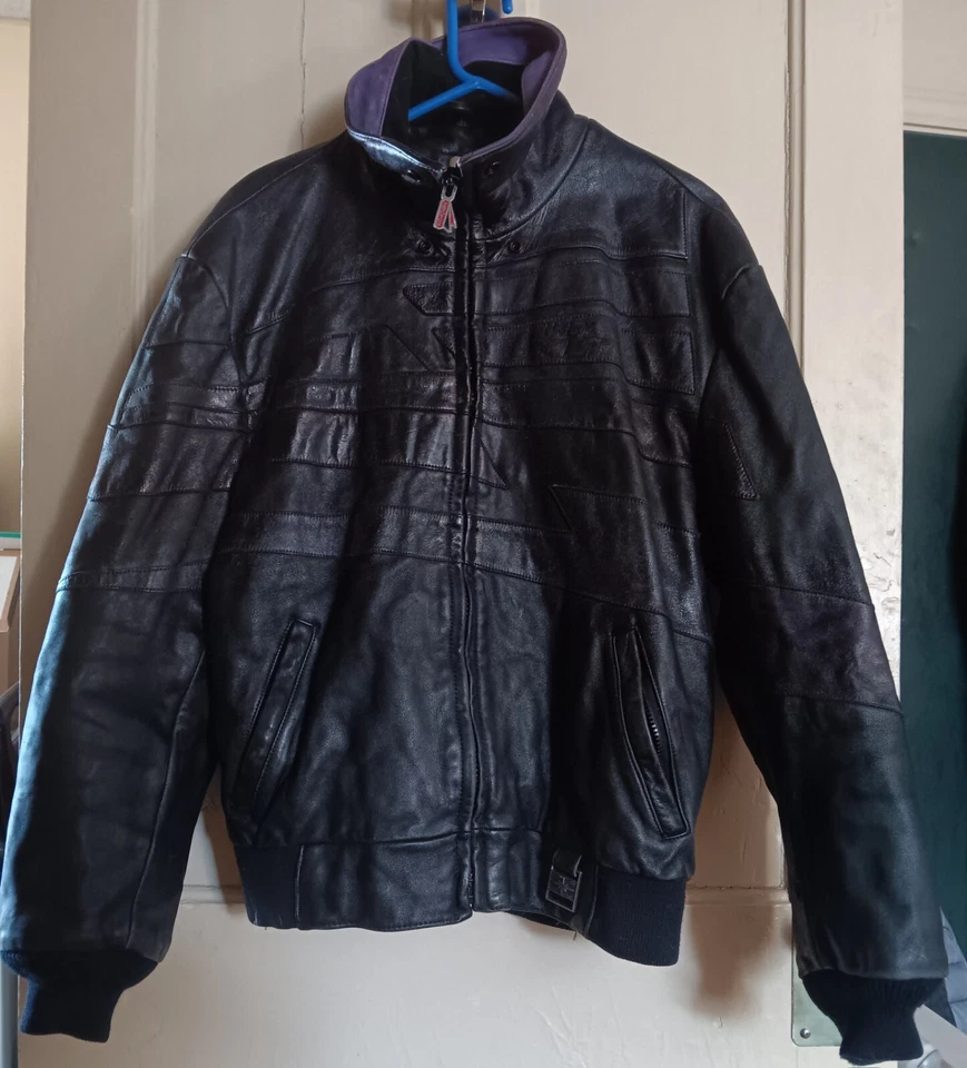 Polaris Indy XLT Leather Hein Grienke Racing Jacket Rare Purple On Black Medium - Image 4 of 4