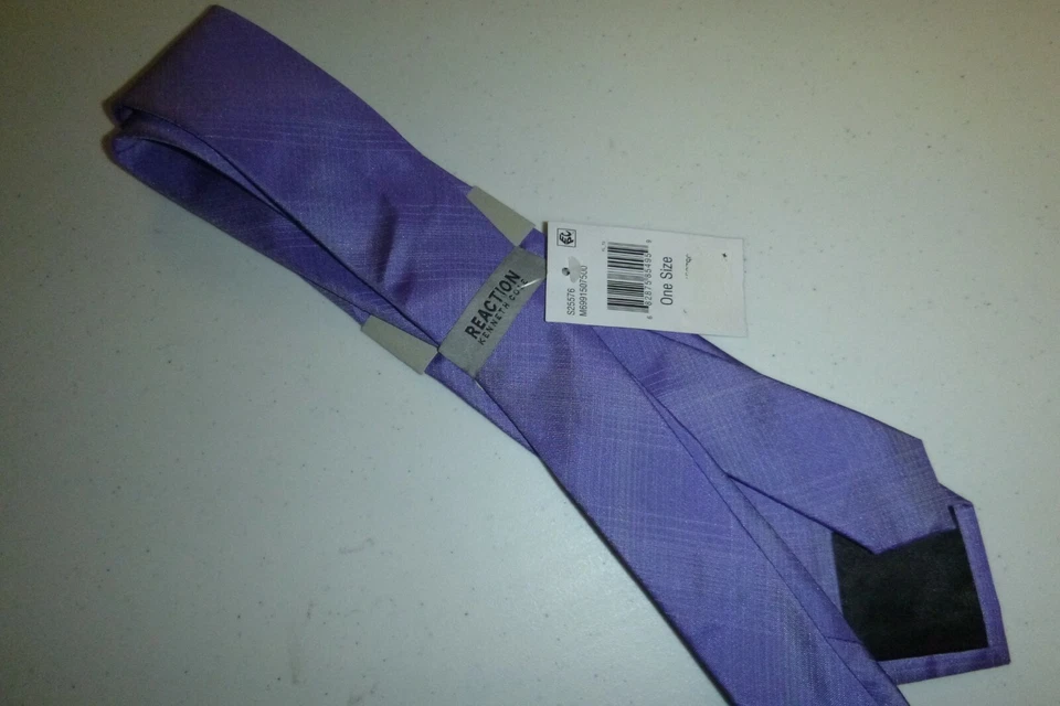 Kenneth Cole Reaction Hombre Diseñador Púrpura Seda Tejido Informal Negocios Corbata Cuello Foto 4 de 4