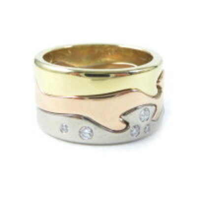 Georg Jensen Fusion Ring K18 8P Diamond Silver Gold Rose US w