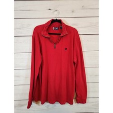 Chaps Men's Red Cotton Solid 1/4 Zip Long Sleeve Pullover Sweatshirt Size XL