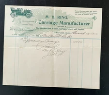 1910  Receipt  Maxwell Automobiles  "M. B. Ring Manufacturer" Norwich CT