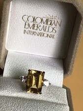 925 Sterling Silve r7.9ct Citrine Topaz Ring Brazilian Citrine Emerald Cut