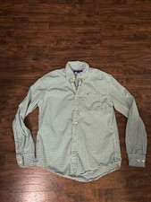 Tommy Hilfiger Men s Button Down Long Sleeve Collard Green Plaid Size Medium